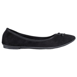 Diamantique Casualowe Baleriny Z Zamszu czarne