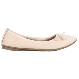 Diamantique Casualowe Baleriny Z Zamszu brązowe