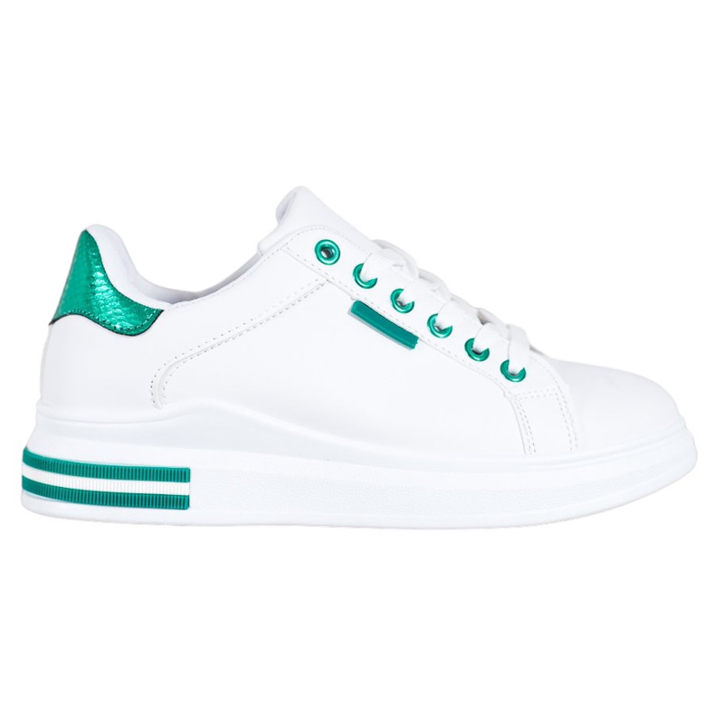 SHELOVET Sneakersy Na Platformie białe zielone