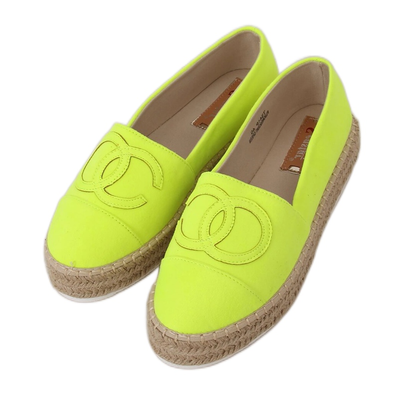 Espadryle damskie neonowe T341P Fluorescent Green zielone