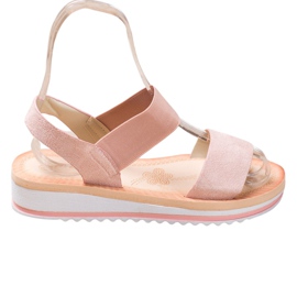 Mannika Zamszowe Sandały Na Platformie różowe