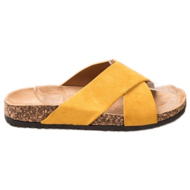 Nio Nio Casualowe Klapki Na Platformie żółte