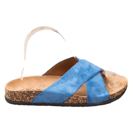 Nio Nio Casualowe Klapki Na Platformie niebieskie