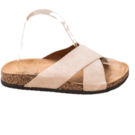 Nio Nio Casualowe Klapki Na Platformie beżowy