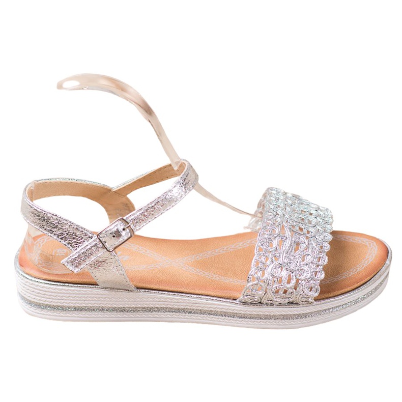 Renda Sandały Na Platformie szare