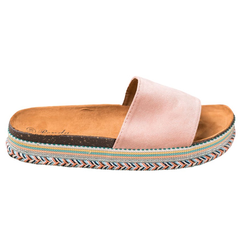 Renda Klapki Na Platformie różowe