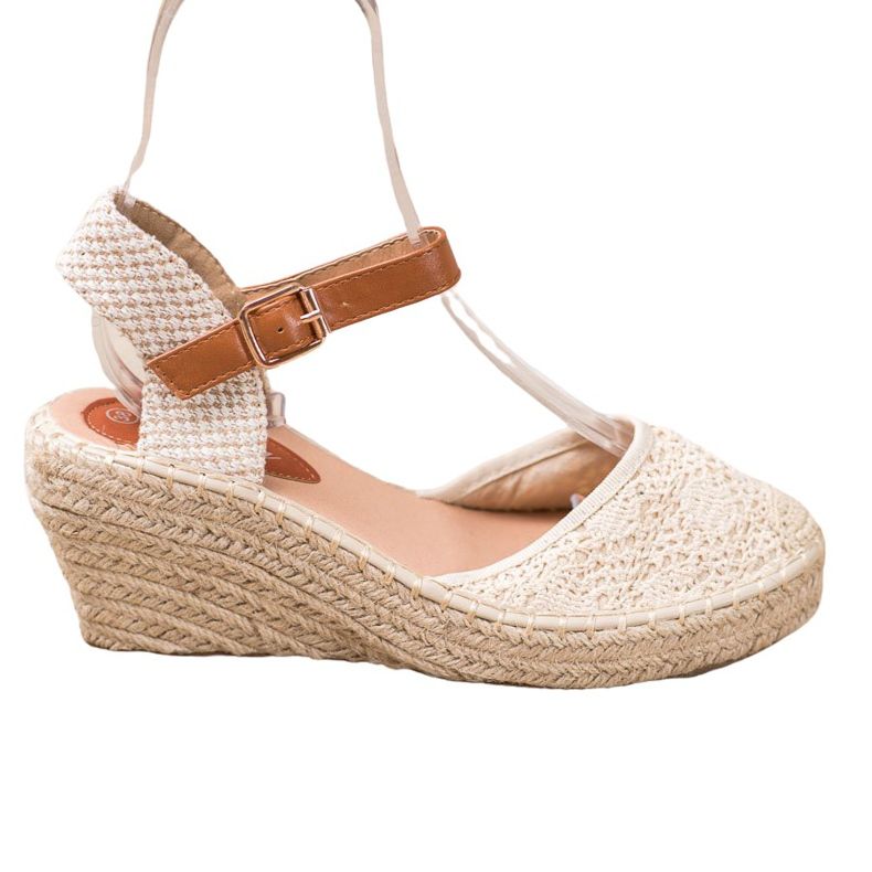 Renda Espadryle Ze Sprzączką brązowe