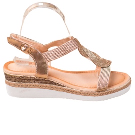 Diamantique Tekstylne Sandały Na Koturnie złoty