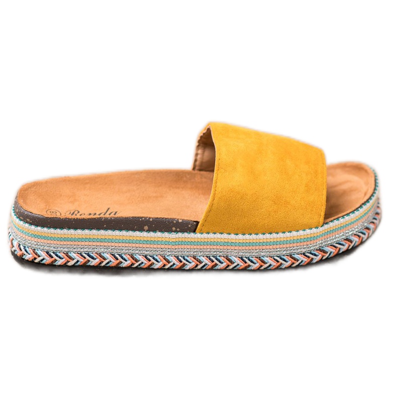 Renda Klapki Na Platformie żółte