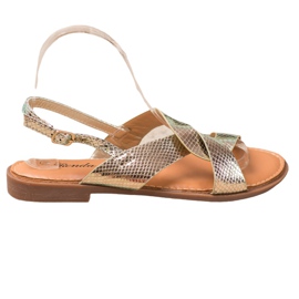 Renda Sandałki Z Efektem Holo złoty