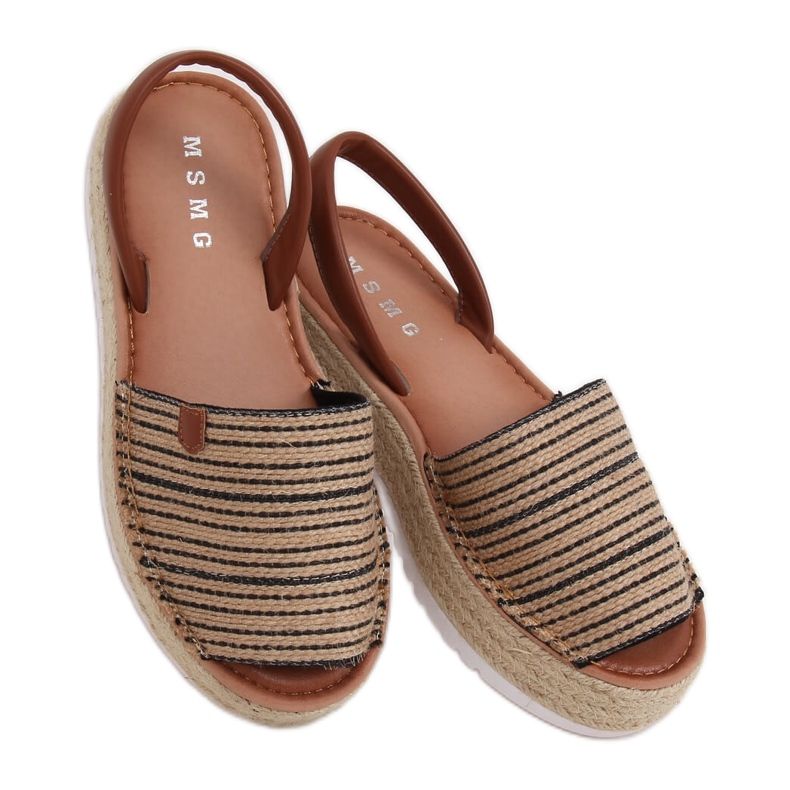 Sandałki espadryle czarne WH935 Black beżowy brązowe