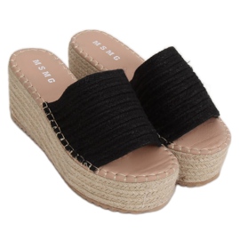 Klapki na koturnie espadryle czarne LL909 Black