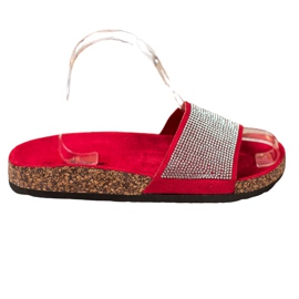 Bona Klapki Z Cyrkoniami czerwone