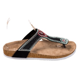 Bona Klapki Japonki Na Platformie czarne