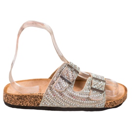 Bona Stylowe Klapki Ze Sprzączką złoty