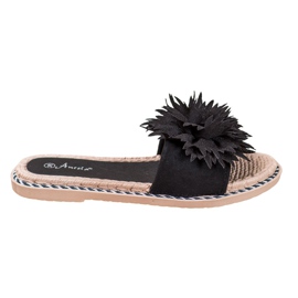 Anesia Paris Stylowe Klapki Z Ozdobą czarne