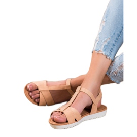 SHELOVET Beżowe Tekstylne Sandały beżowy