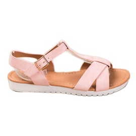 SHELOVET Różowe Tekstylne Sandały