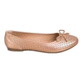 SHELOVET Ażurowe Baleriny Z Eko Skóry złoty