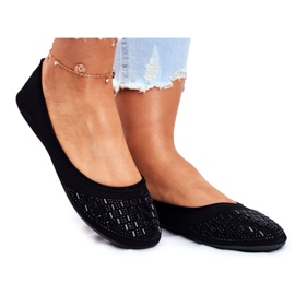 Le Scarpe Baleriny Damskie Czarne z Cyrkoniami Amantero