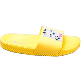 Bona Żółte Klapki Z Aplikacją