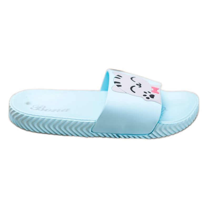 Bona Błękitne Klapki Z Aplikacją niebieskie