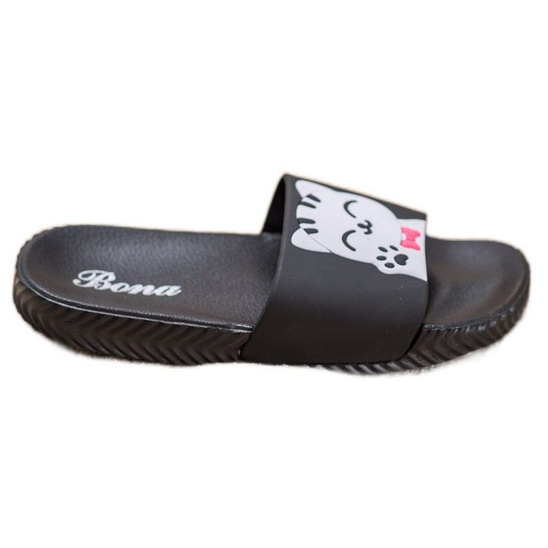 Bona Czarne Klapki Z Aplikacją