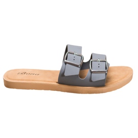 Bona Klasyczne Klapki Ze Sprzączką szare