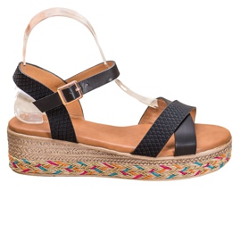 Small Swan Modne Sandałki Z Eko Skóry czarne