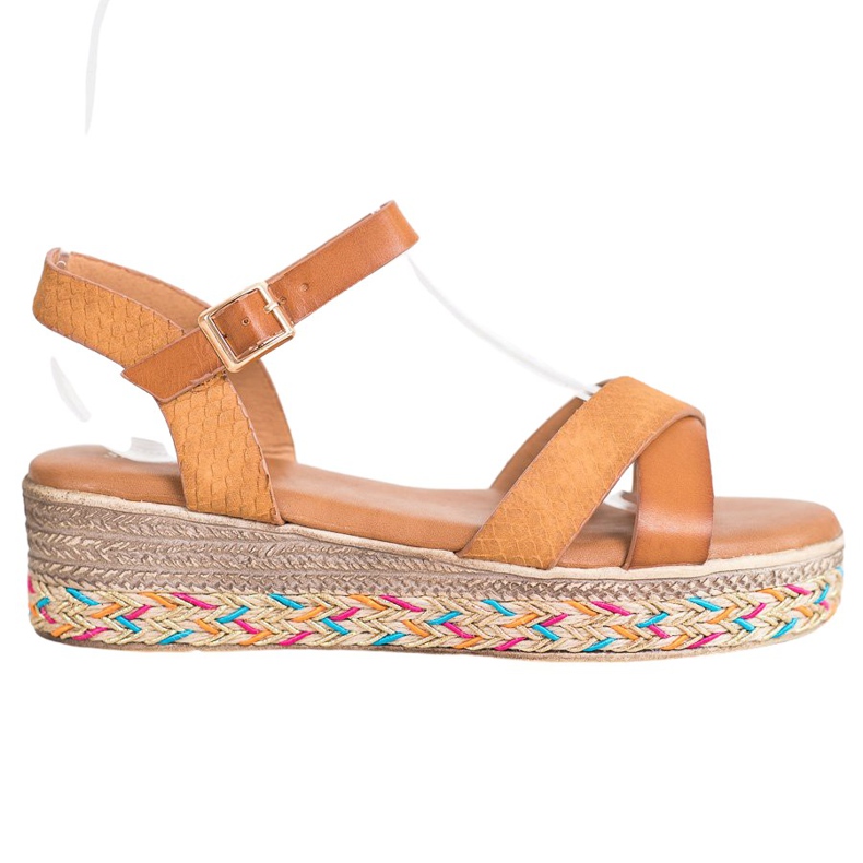 Small Swan Modne Sandałki Z Eko Skóry brązowe