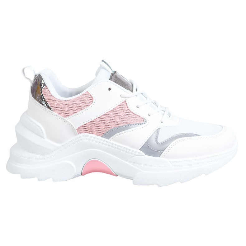 SHELOVET Stylowe Sneakersy białe różowe szare