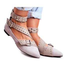 Lu Boo Baleriny W Szpic Paski Nity Szare Esteria