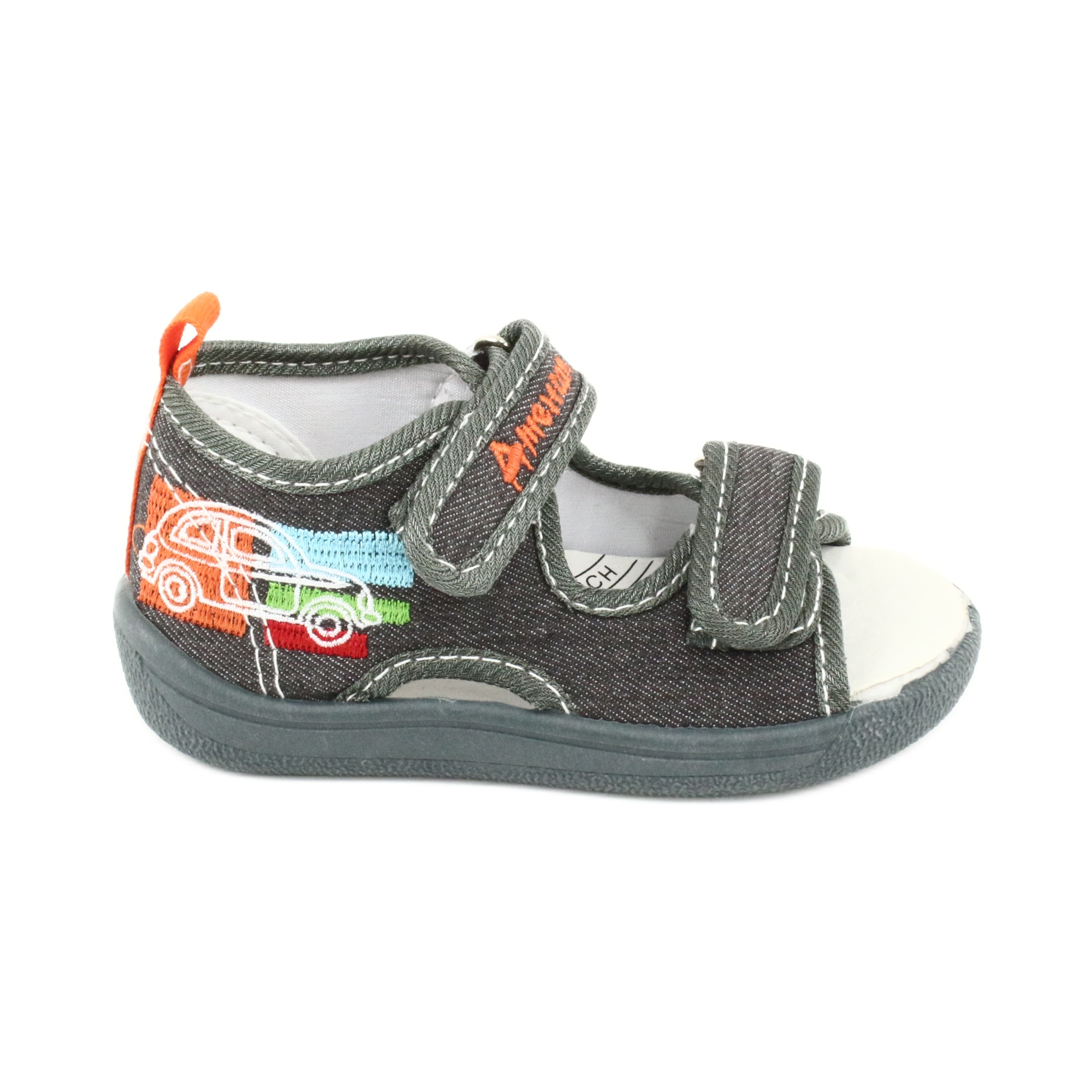 American Club American sandałki buty dziecięce wkładka skórzana TEN46 pomarańczowe szare