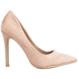 Small Swan Zamszowe Czółenka Na Szpilce brązowe