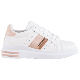 SHELOVET Sneakersy Z Zamszowymi Wstawkami białe