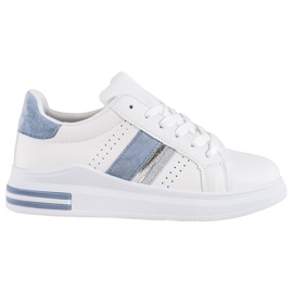 SHELOVET Sneakersy Z Zamszowymi Wstawkami białe