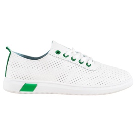 SHELOVET Ażurowe Trampki Z Eko Skóry białe