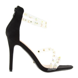 Sandałki z silikonowymi paskami czarne NF-25P Black