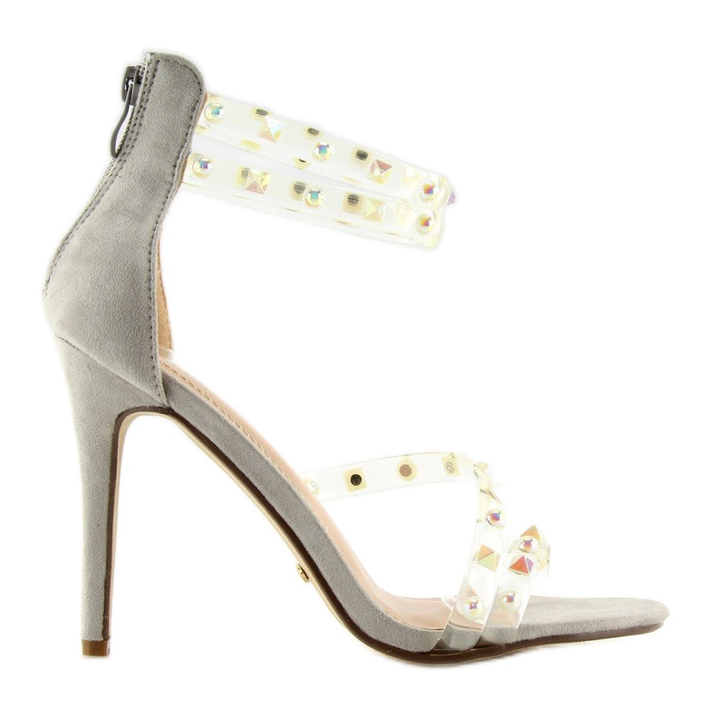 Sandałki z silikonowymi paskami szare NF-25P Grey