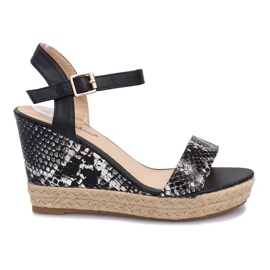 Czarne sandały na koturnie espadryle 181