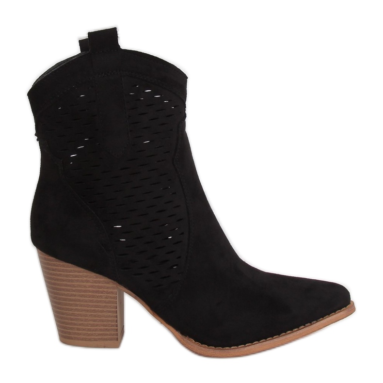 Botki kowbojki ażurowe czarne ZE05P Black