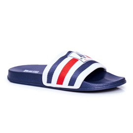 Klapki Męskie Big Star Granatowe DD174691 białe