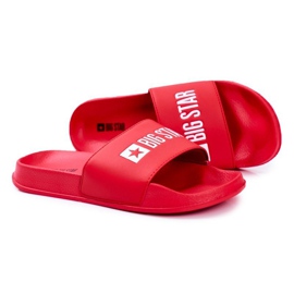 Klapki Męskie Big Star Gumowe Czerwone Eko Skóra GG174932