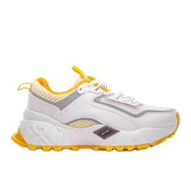 Białe sneakersy sportowe z żółtymi wstawkami RAL-69 żółte