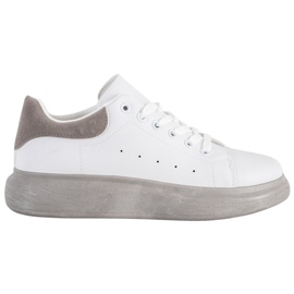 SHELOVET Trampki Na Szarej Platformie białe