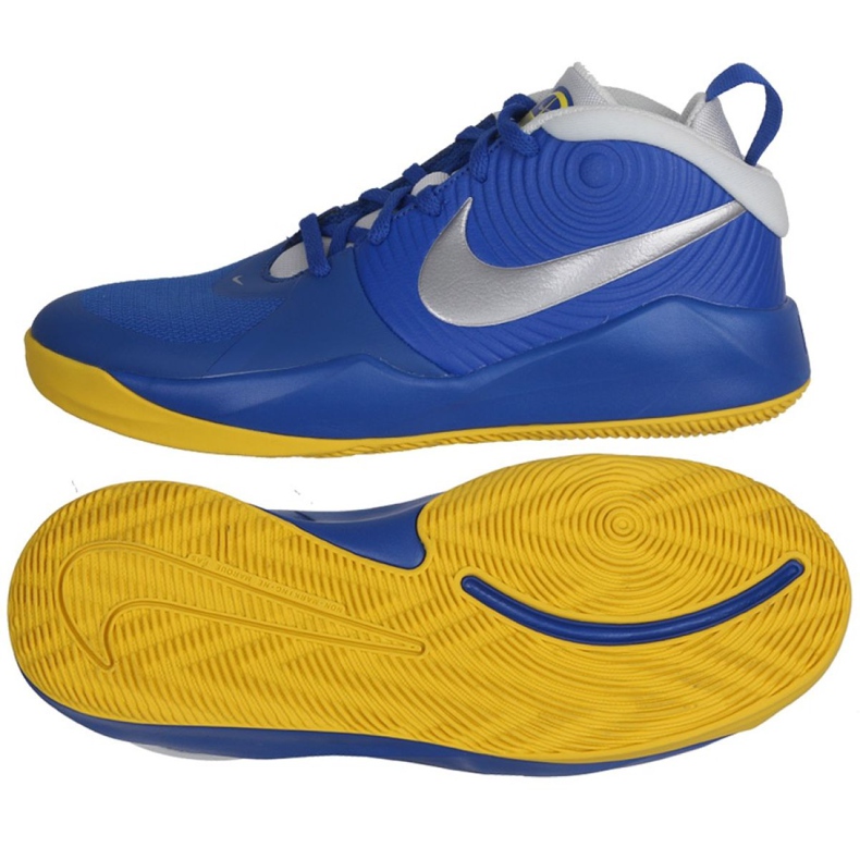 Buty do koszykówki Nike Team Hustle D 9 Jr AQ4224-404 niebieskie wielokolorowe