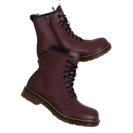 Botki sznurowane glany bordowe NC1019 Wine Red czerwone wielokolorowe