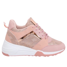 Sneakersy na koturnie różowe YL-33 Champagne