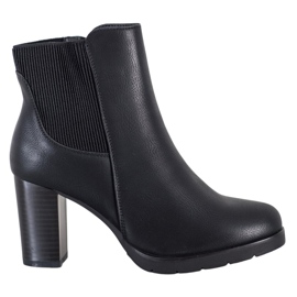 J. Star Stylowe Botki Na Obcasie czarne