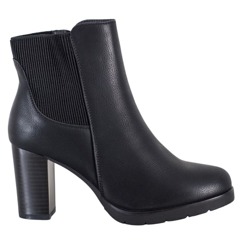 J. Star Stylowe Botki Na Obcasie czarne